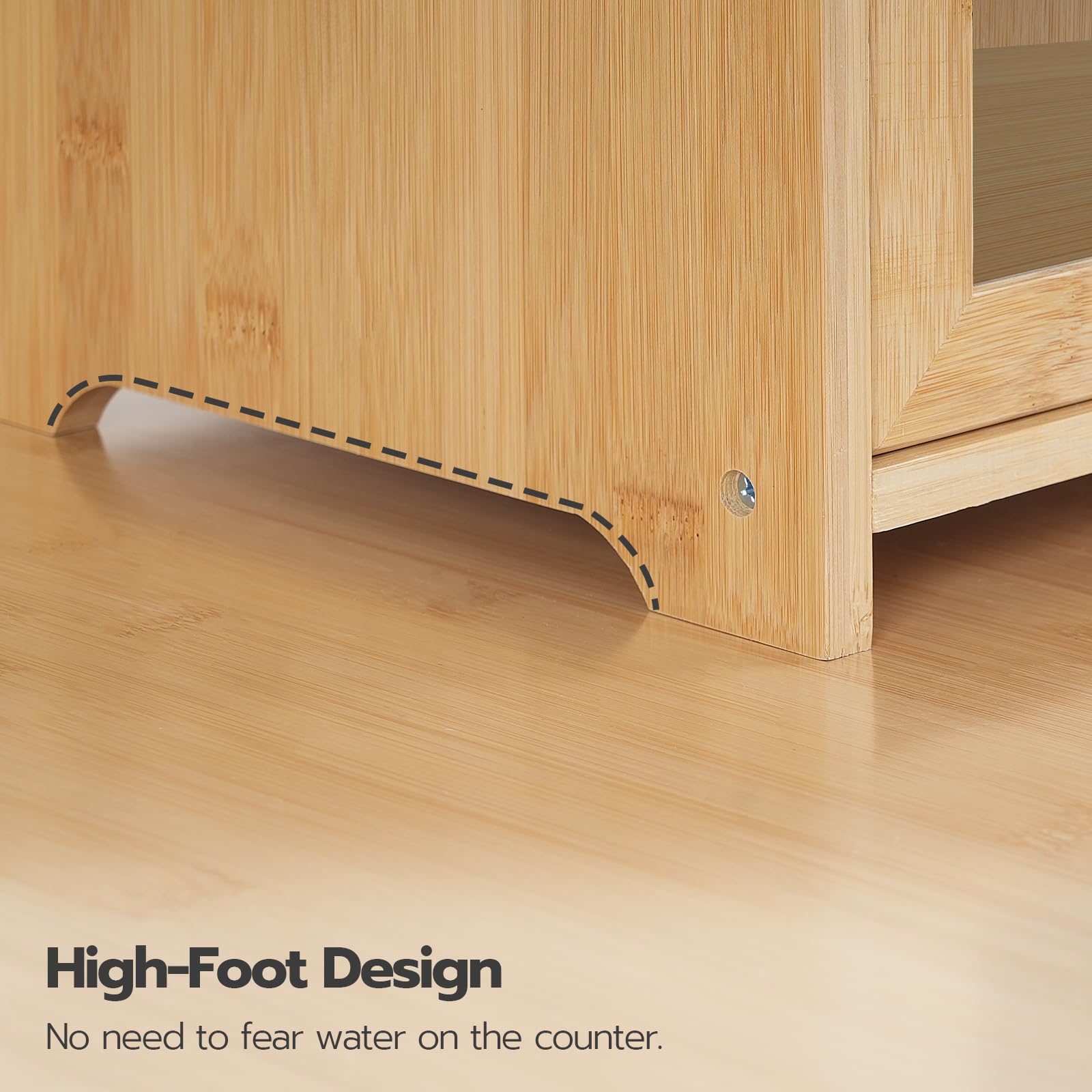 HOOBRO bread box vented base promotes airflow to keep produce fresher.
