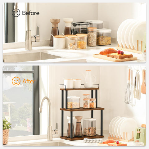 HOOBRO cosmetics shelf holds foundation and lipstick neatly on a vanity.