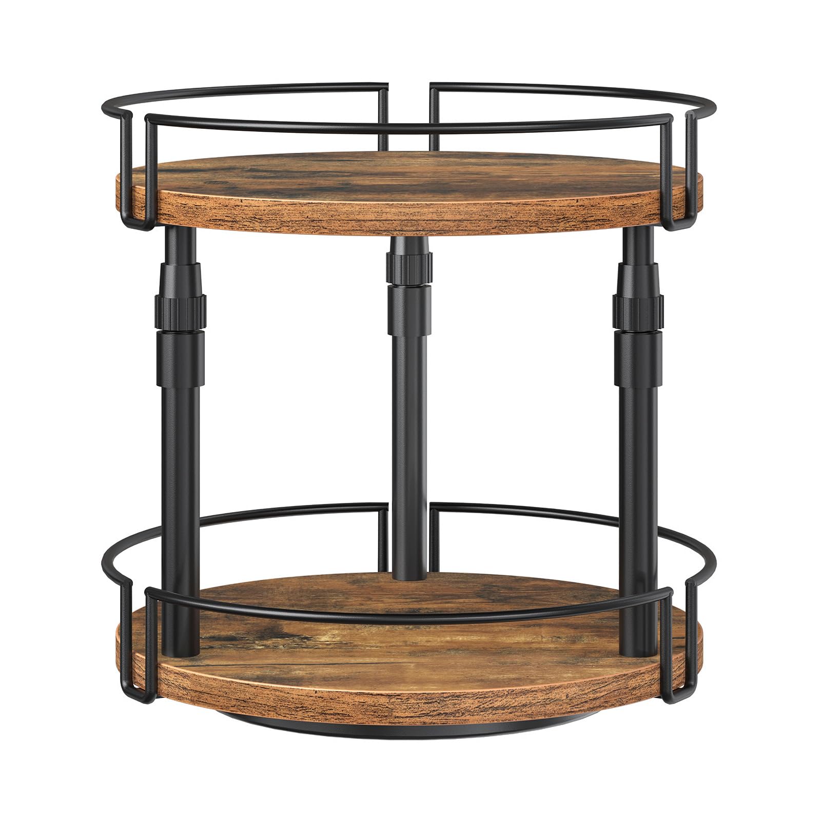 HOOBRO lazy Susan spice rack with adjustable top tray for tall bottles