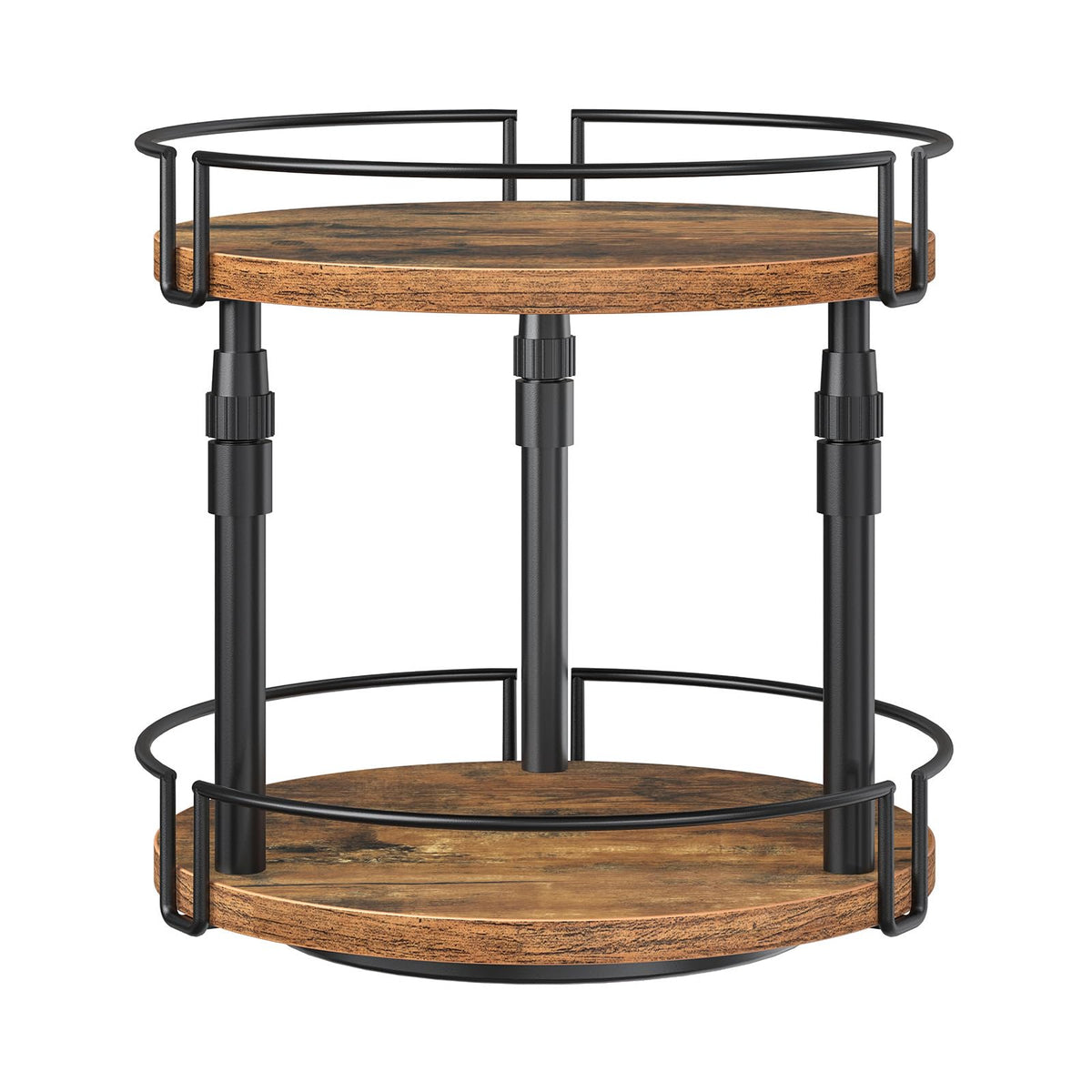 HOOBRO lazy Susan spice rack with adjustable top tray for tall bottles