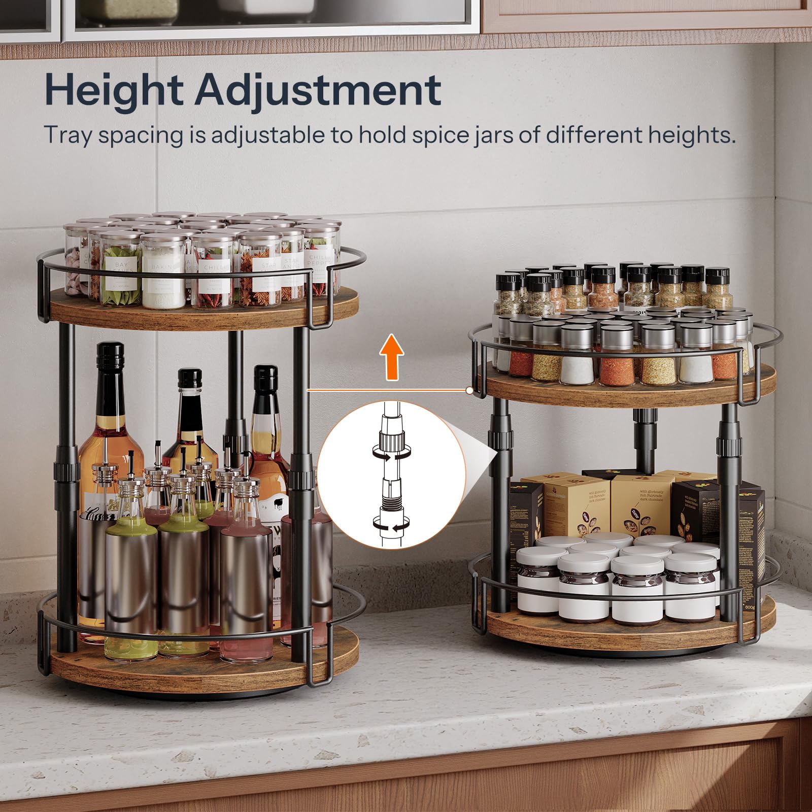 HOOBRO two-tier organizer saves counter space in kitchen and pantry