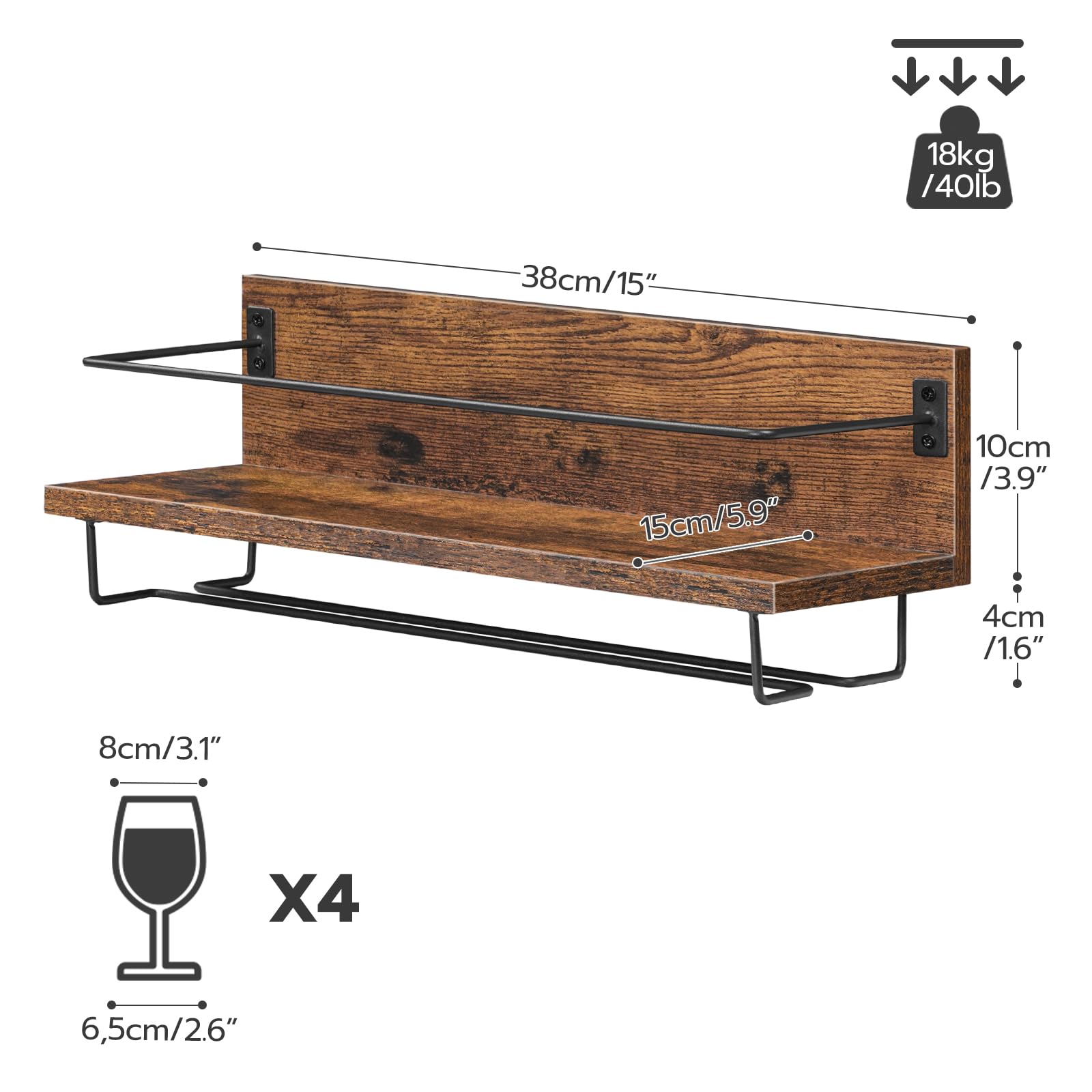 HOOBRO sturdy wall shelves blend particleboard and metal for durability