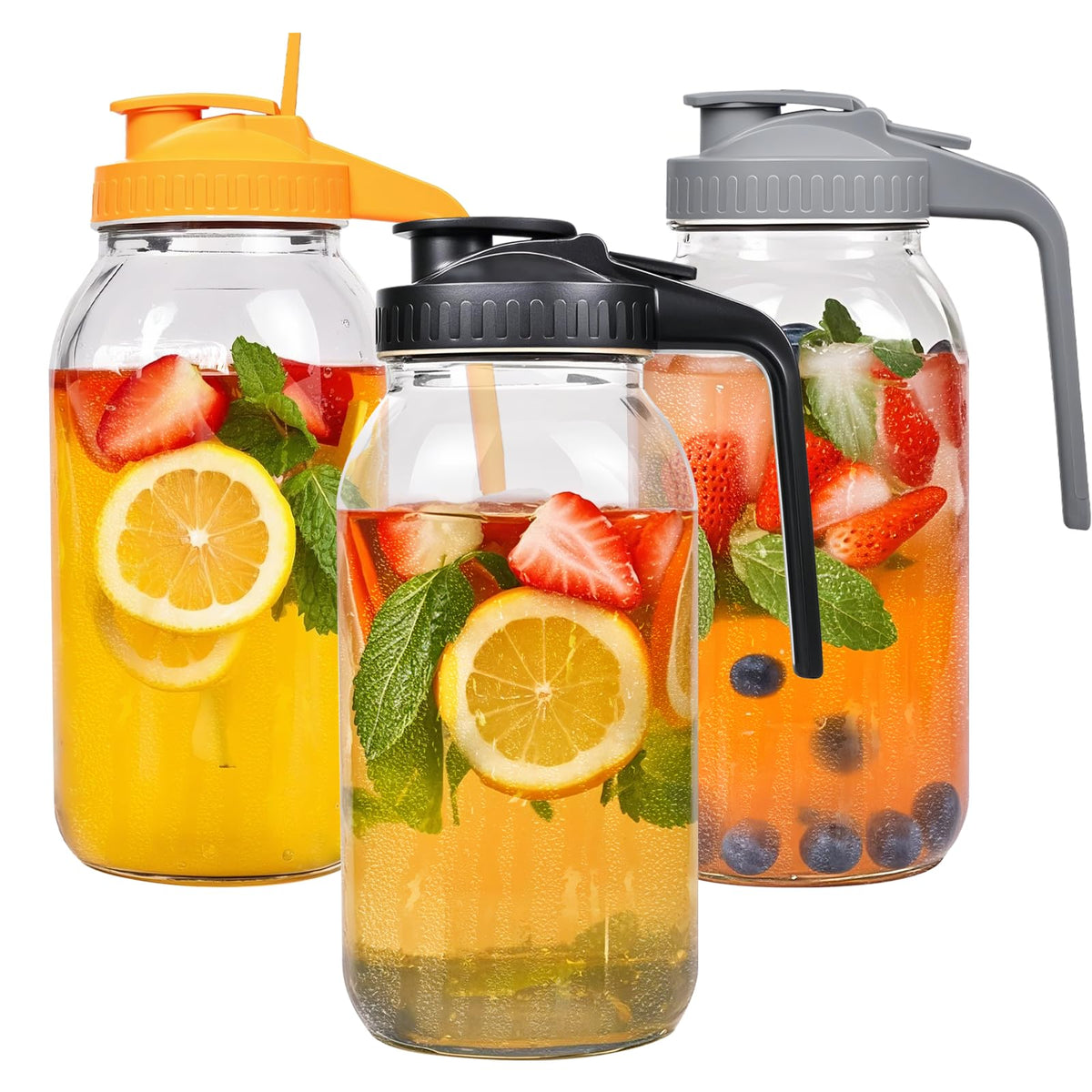 Hoofess 64oz mason jar pitcher with wide mouth for easy filling and cleaning