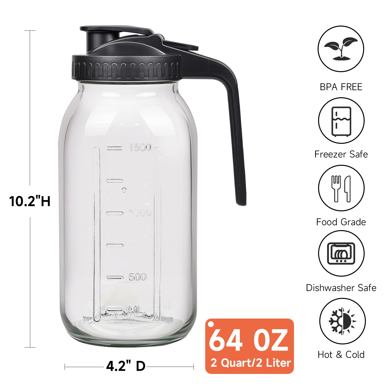 Hoofess ergonomic handle for comfortable, steady pouring