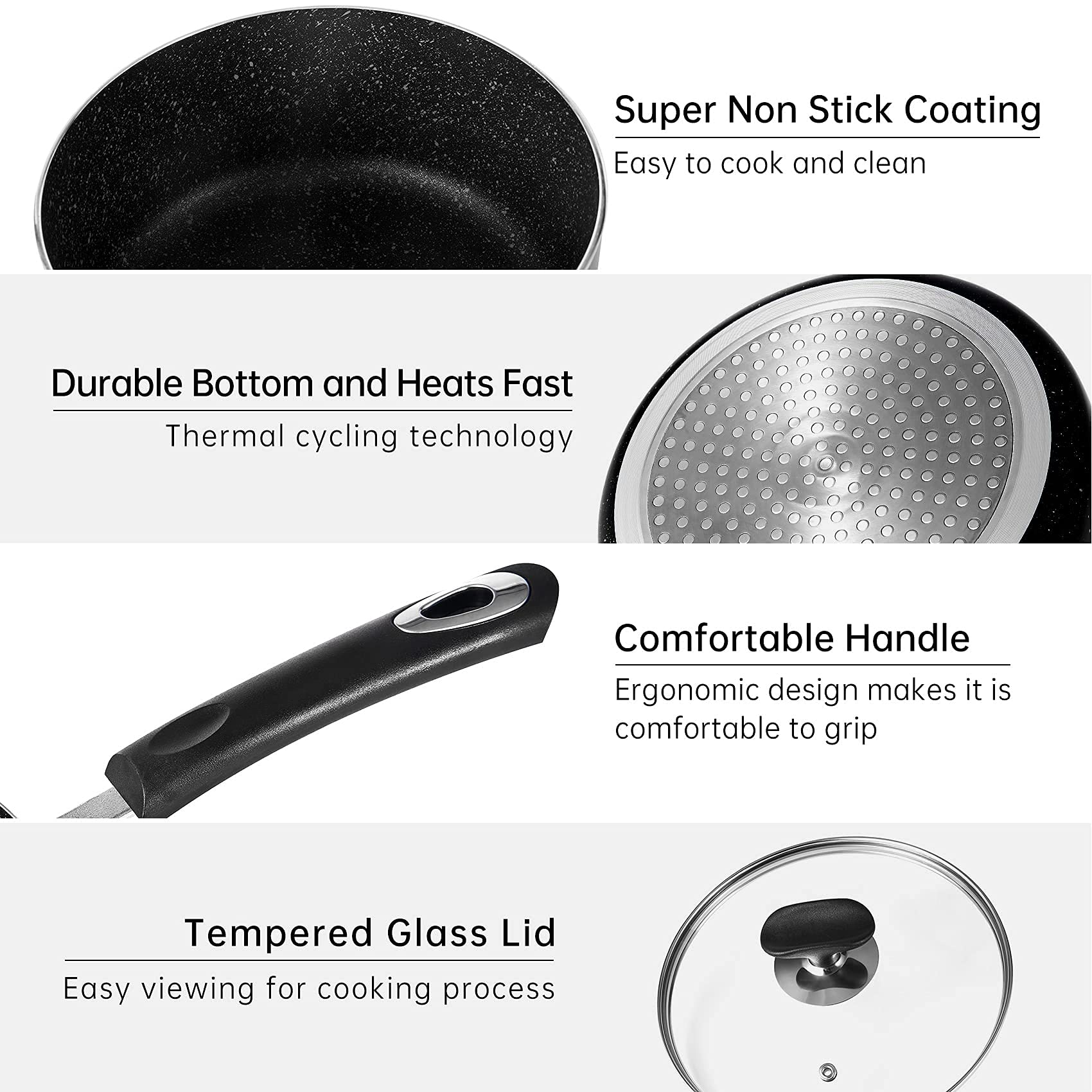 HooJay 2qt saucepan with glass lid for flavorful simmering