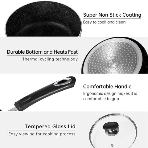 HooJay 2qt saucepan with glass lid for flavorful simmering