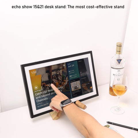 HOOKMEMO pine wood stand showing horizontal and vertical compatibility