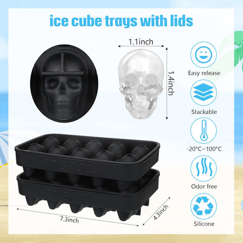 Hoolerry skull ice cubes in a cocktail glass for a spooky party vibe.