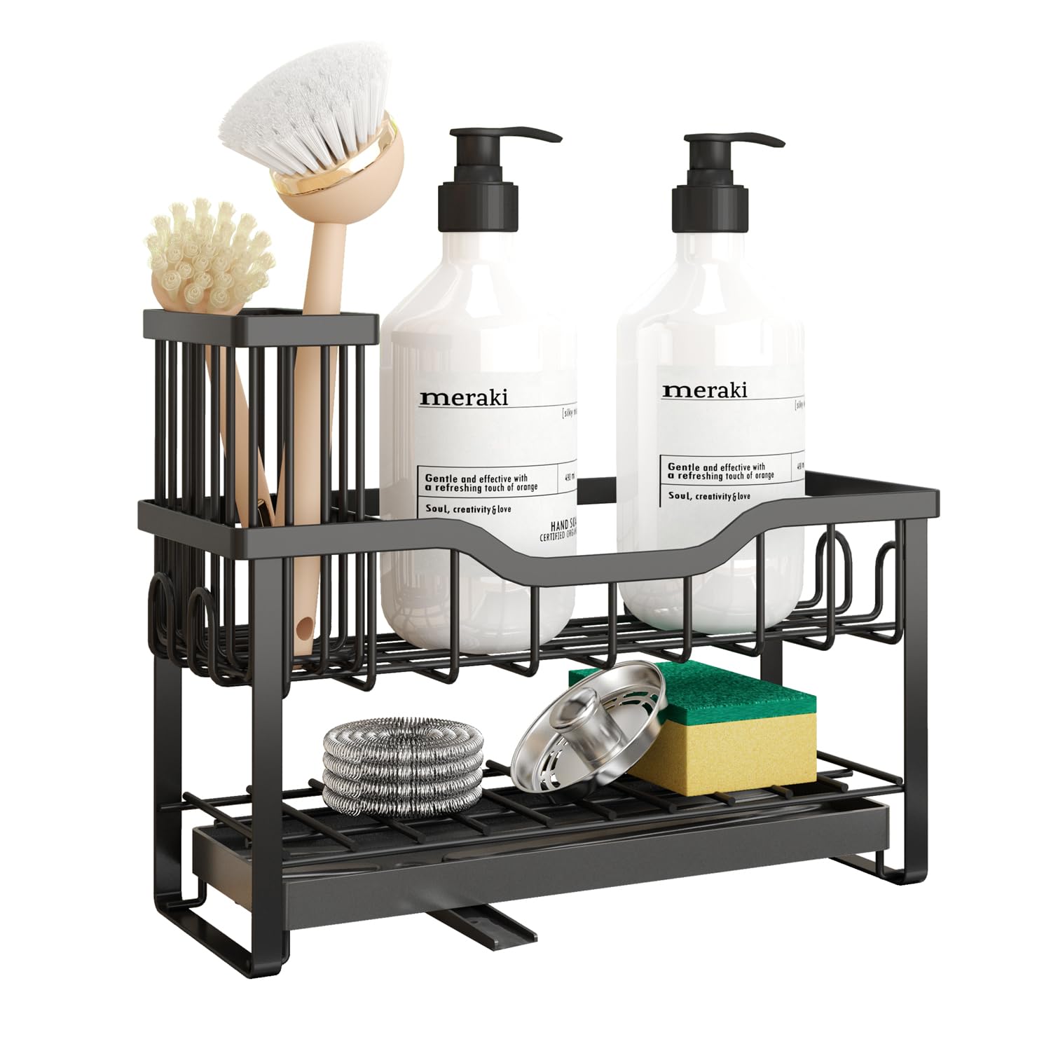 Hoopoton 2-Tier Sponge Holder keeps sponges organized with a compact footprint.