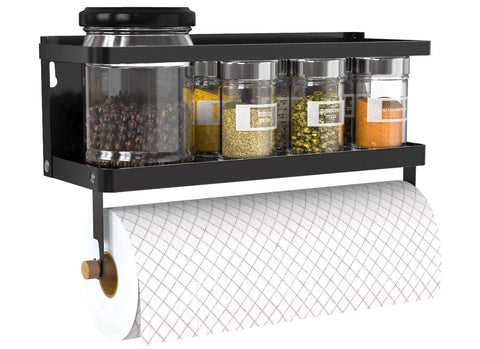 Hoopoton magnetic paper towel holder on fridge side for quick towel access.