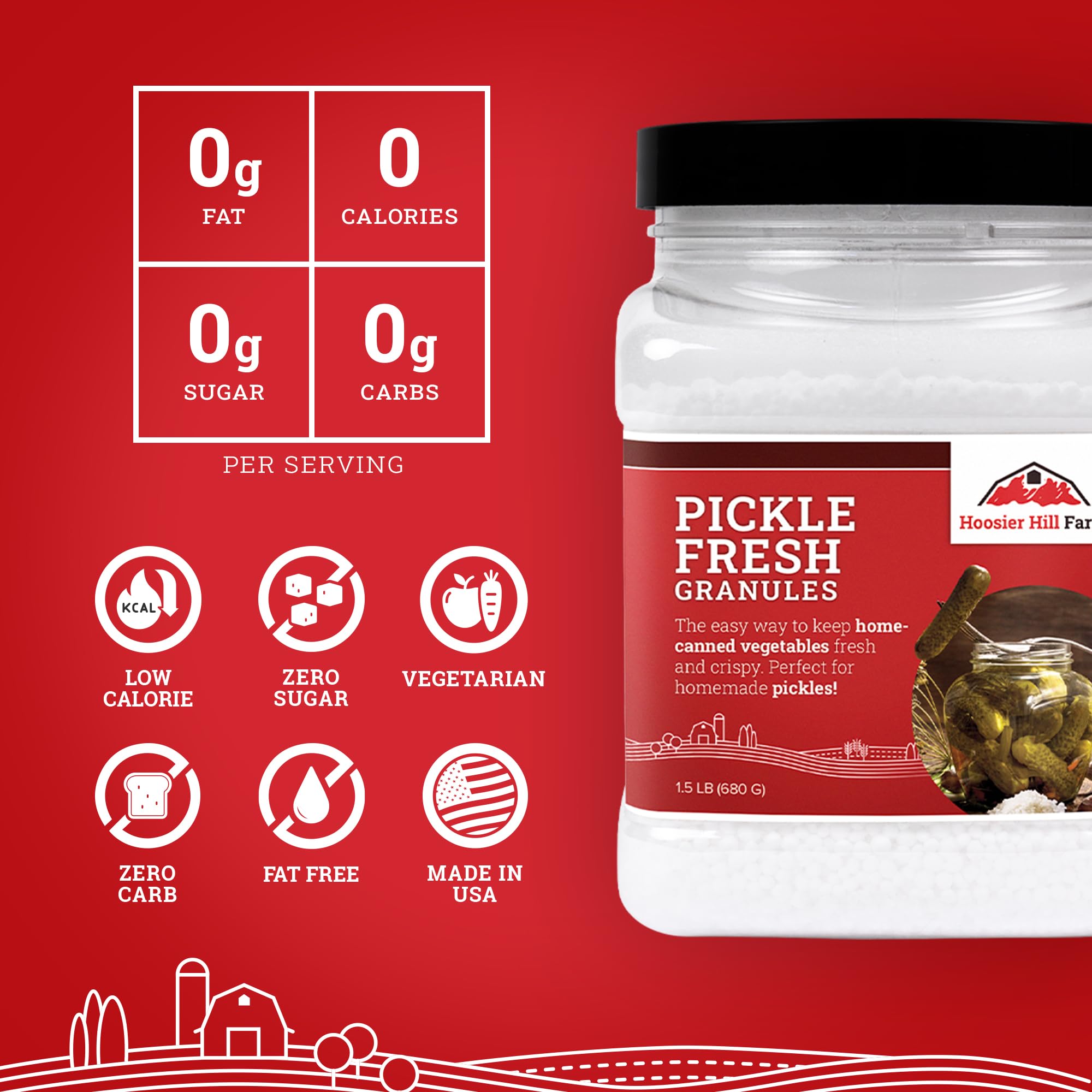 Close-up of granules in jar showing crisping for pickles