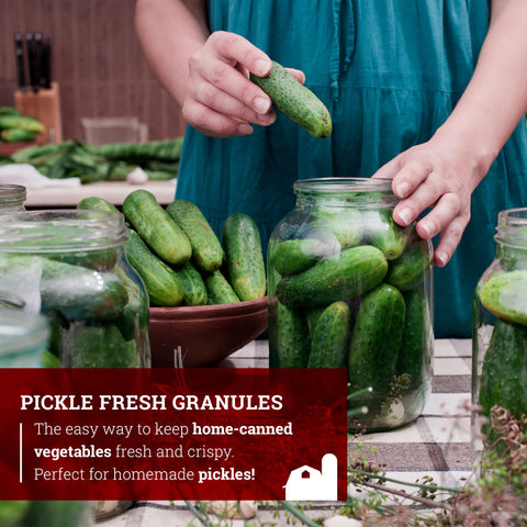 USA-made Pickle Fresh granules packaging highlighting quality