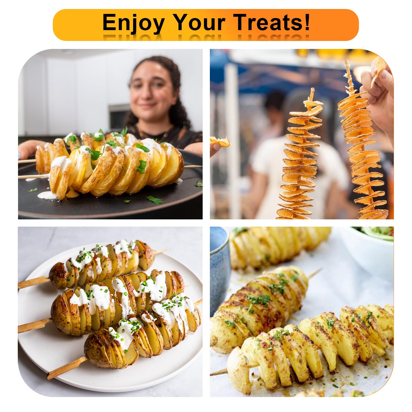 Hoqqf twisted potato slicer with crank handle for precise cuts.