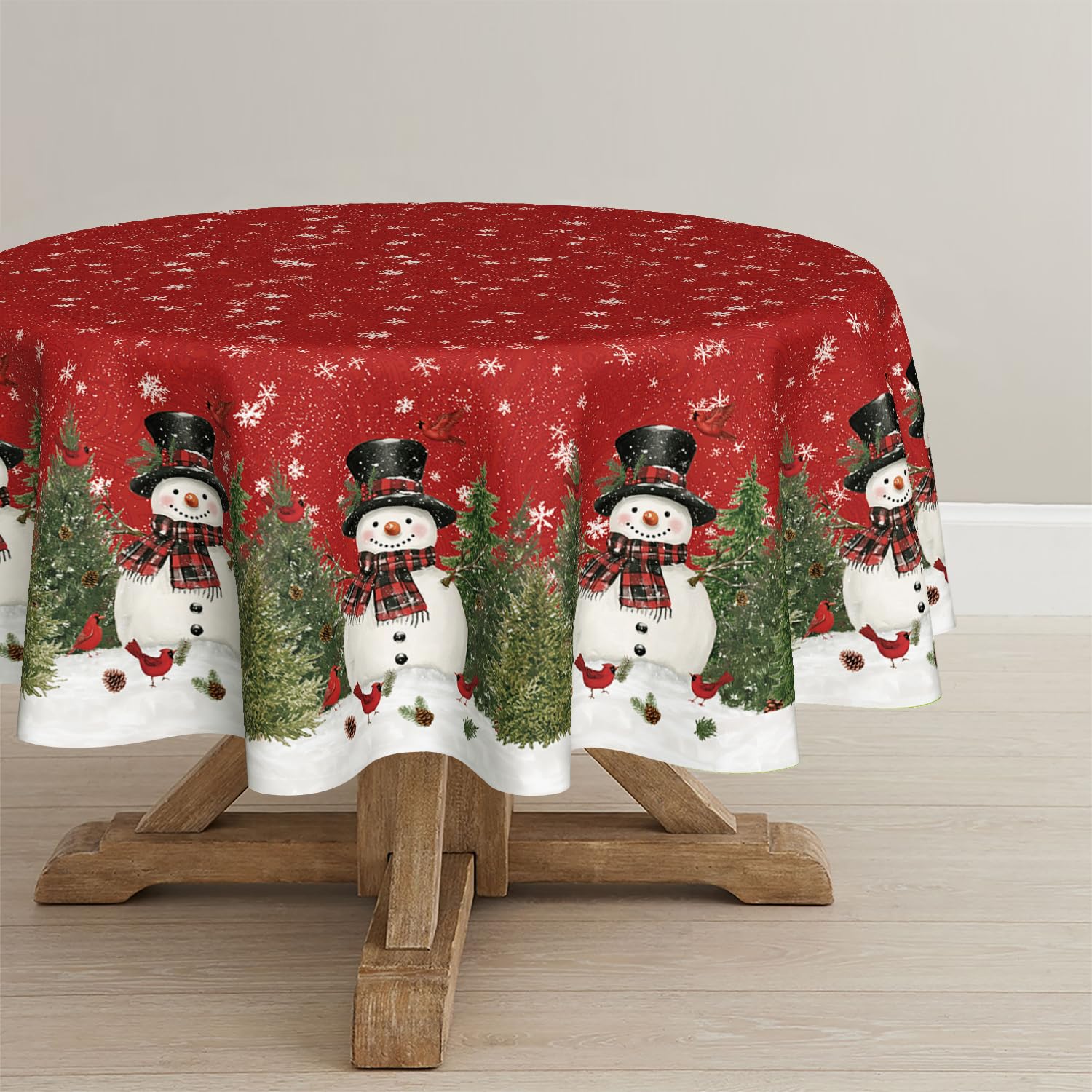 Horaldaily Christmas tablecloth close-up shows vibrant pattern and durable stitching for festive tables.