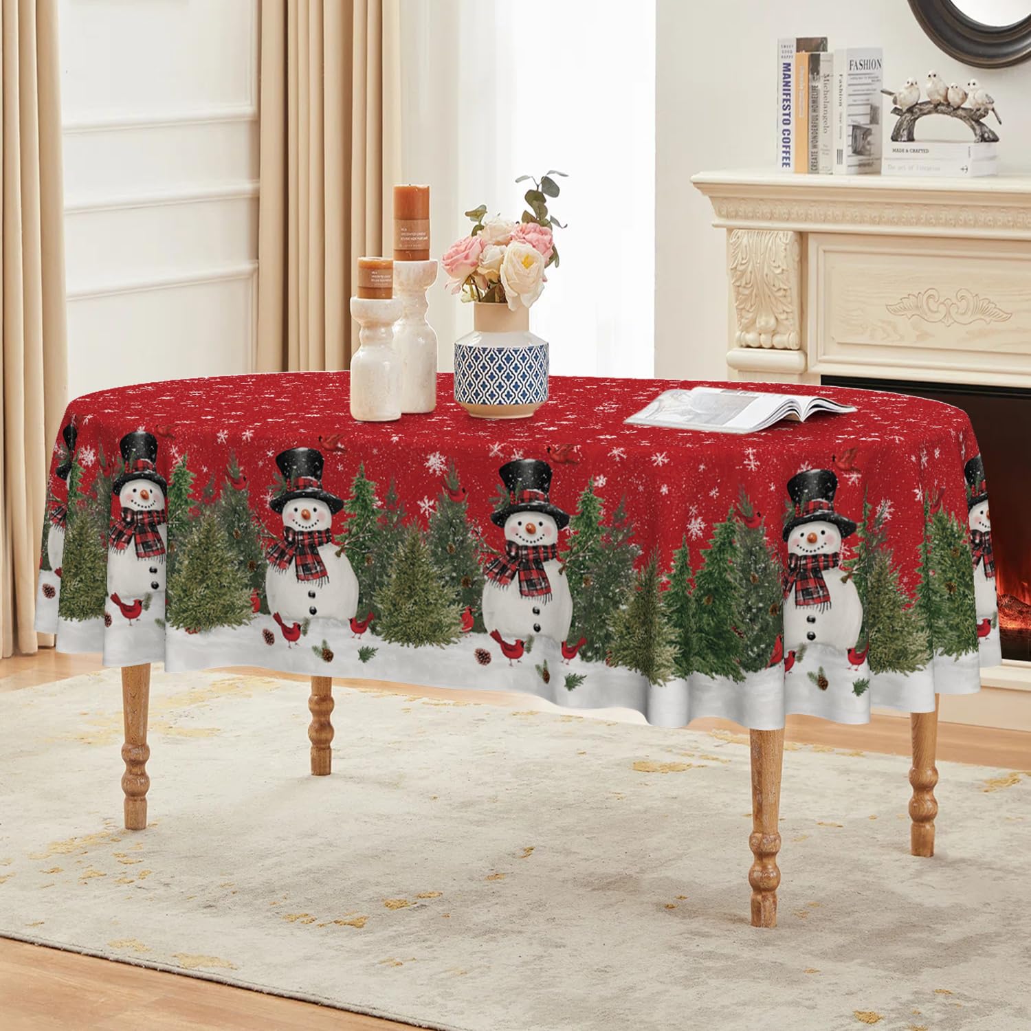 Horaldaily Christmas tablecloth uses durable polyester for daily use.