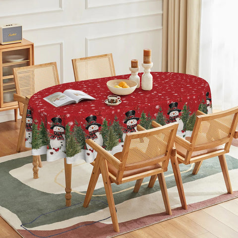 Horaldaily tablecloth in vibrant red pattern enhances holiday dining occasions.
