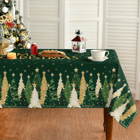 Horaldaily Christmas tablecloth stars pattern enhances festive tables and protects surfaces.