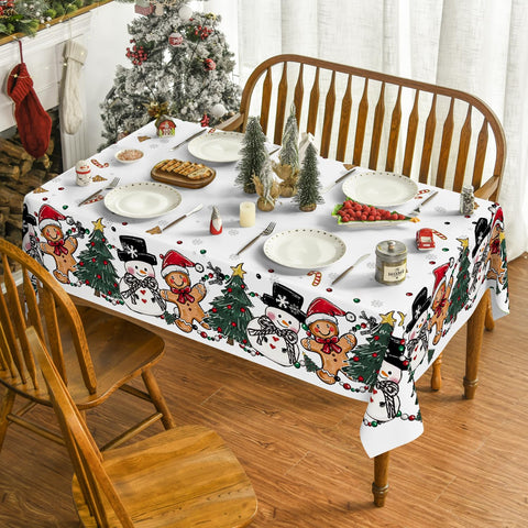 Horaldaily tablecloth featuring a tree and snowman motif for holiday decoration