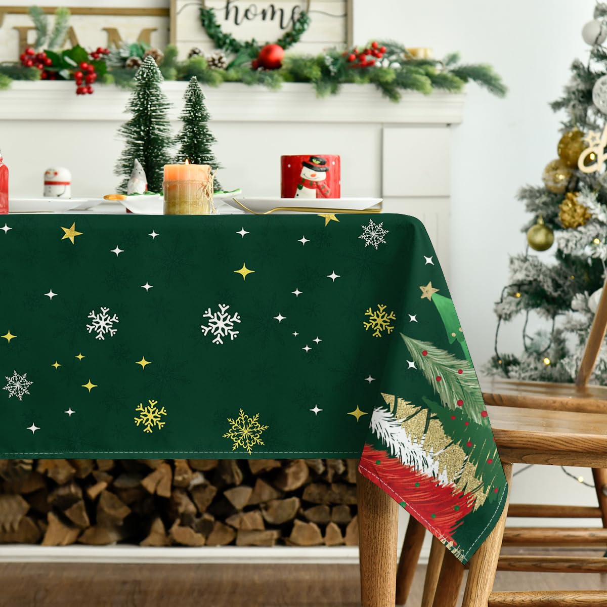 Horaldaily dining table decor in green pattern enhances home holidays.