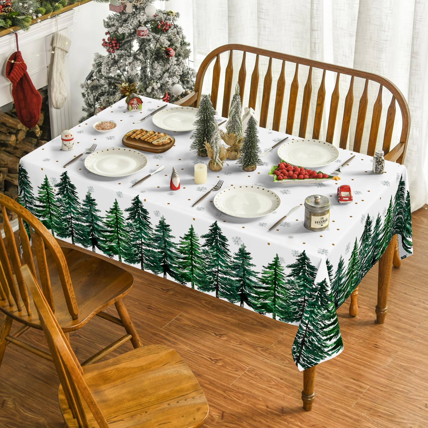 Horaldaily pine-tree pattern tablecloth adds seasonal mood to gatherings.