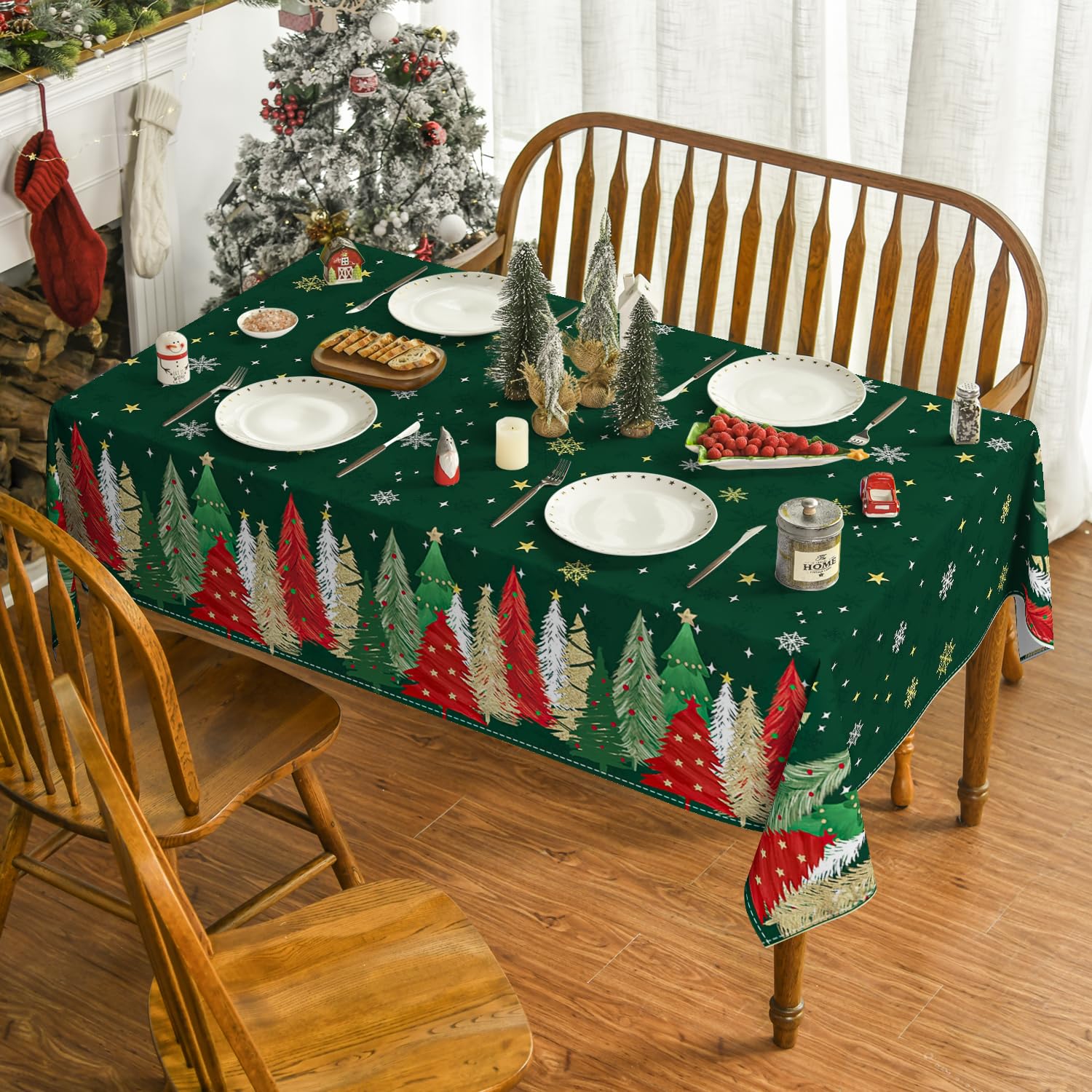 Horaldaily washable table cover showcases vibrant holiday pattern for everyday meals.