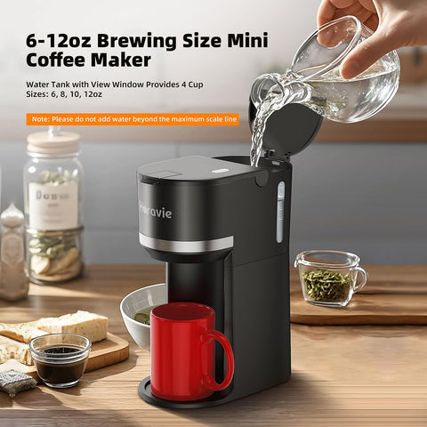 Horavie Mini fast brew delivers hot coffee quickly.