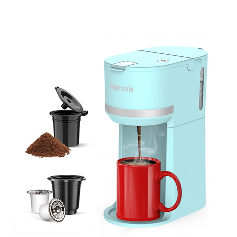 Horavie mini single-serve coffee maker with compact design for quick brews at home.