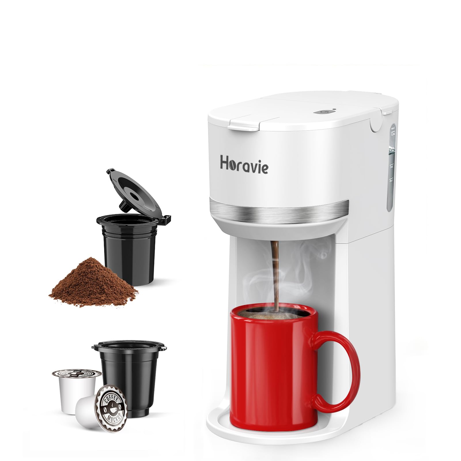Horavie Mini on countertop shows compact design for easy brewing.