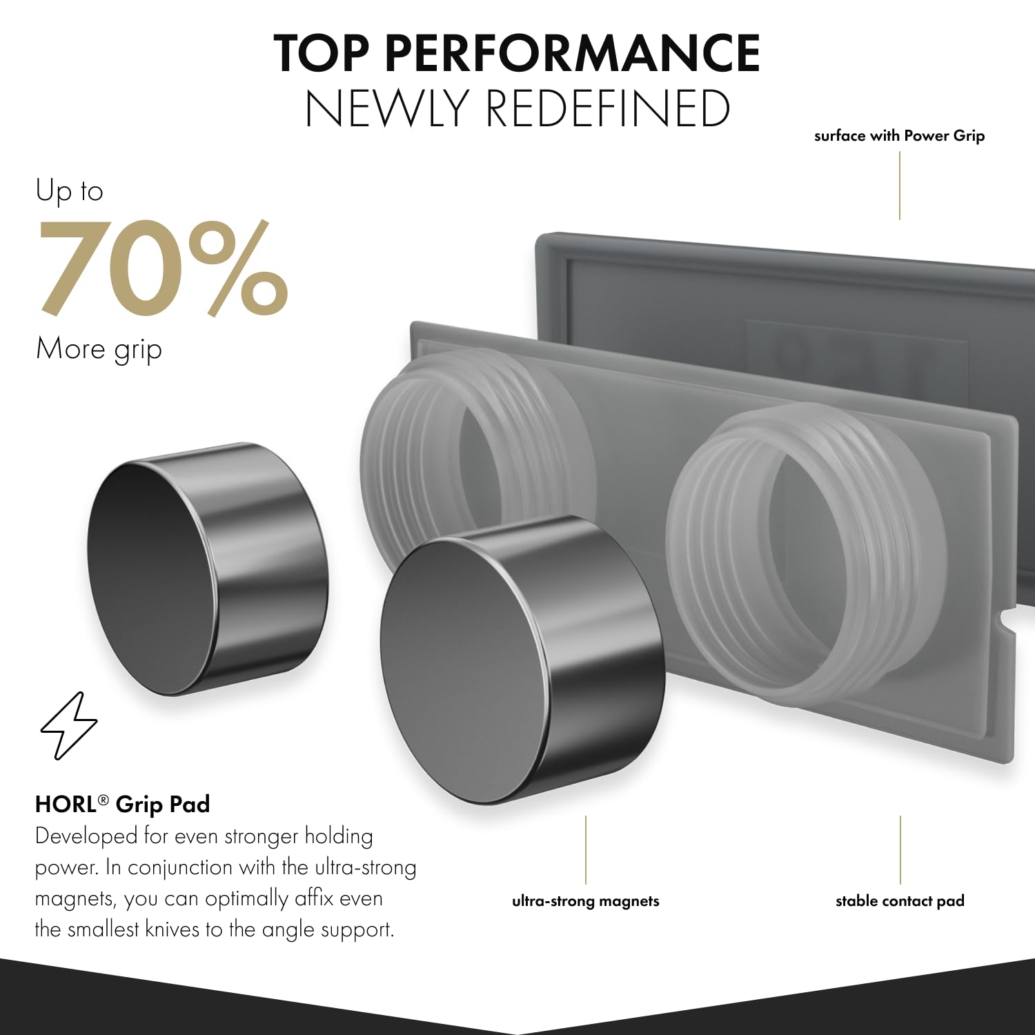 HORL 15-degree edge finishing for precise, fine cuts.