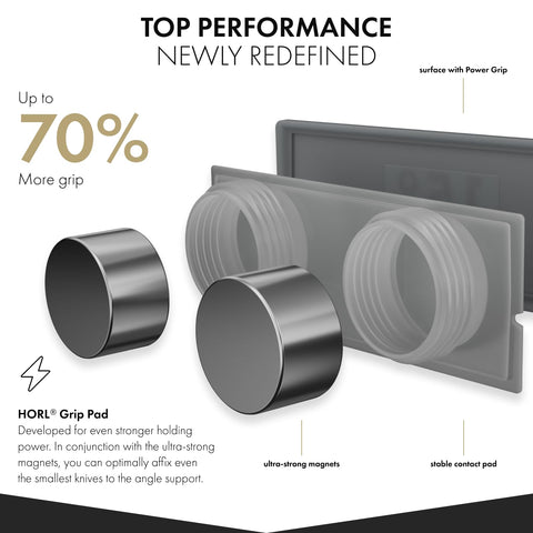 HORL 15-degree edge finishing for precise, fine cuts.