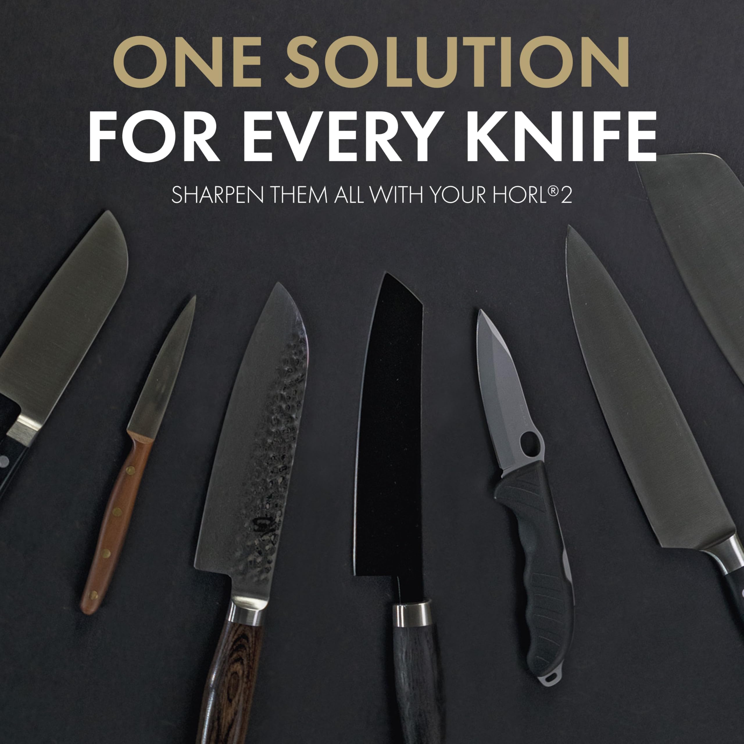 HORL kitchen and outdoor knives sharpened with rolling precision.