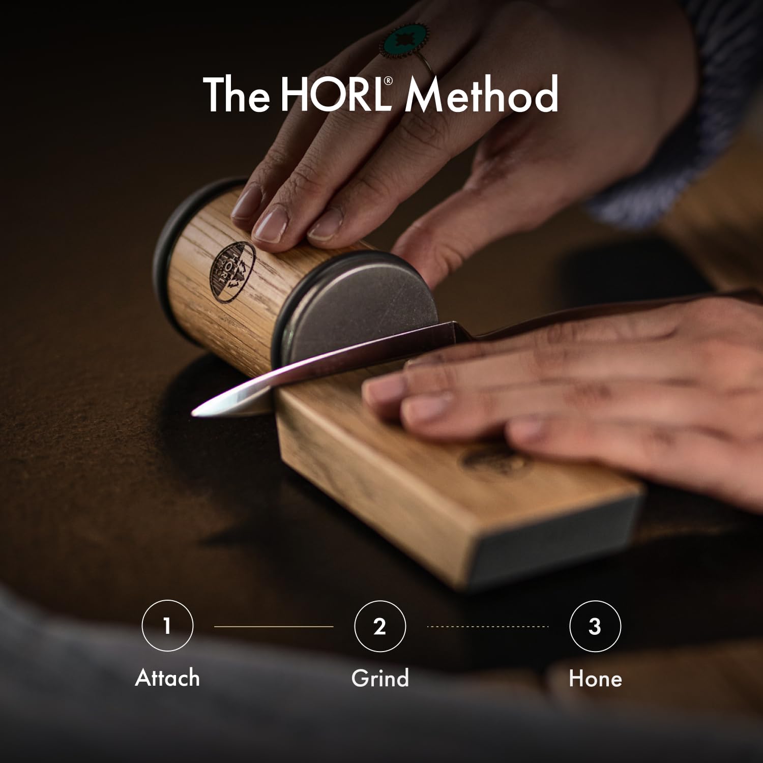 HORL 2 kitchen sharpening kit in oak design for everyday maintenance.