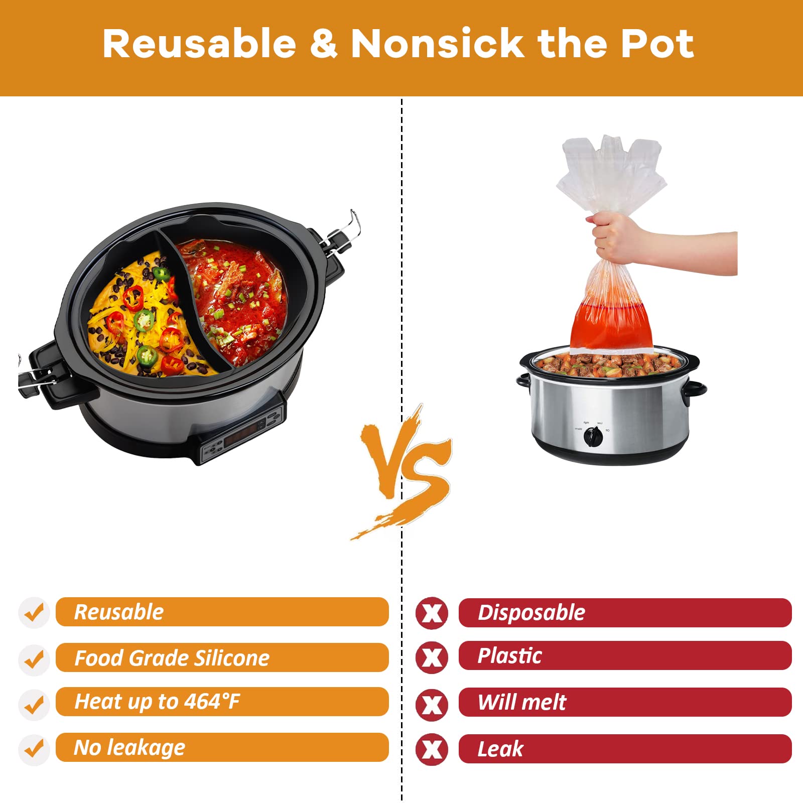 Horuhue dishwasher-safe liner makes cleanup quick after cooking.