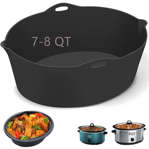 Horuhue silicone liner for 7-8 qt oval crock pot enables easy nonstick cooking and cleanup