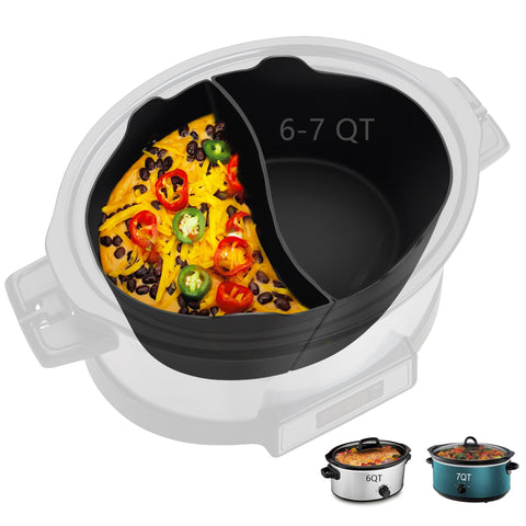 Horuhue silicone slow cooker liner fits 6-7QT, easy cleanup inside pot.
