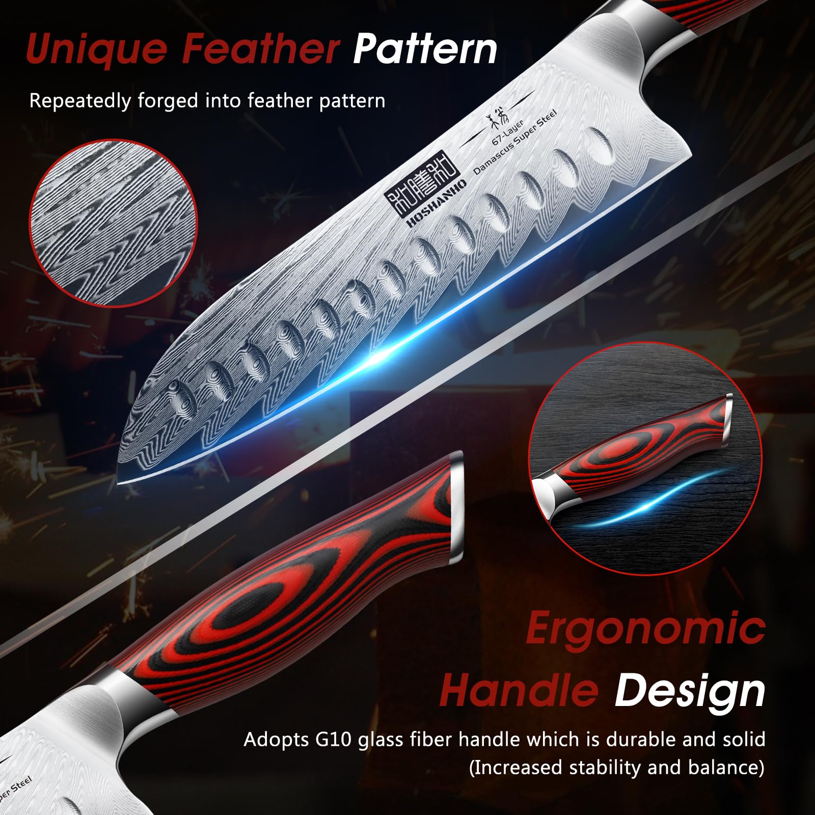 HOSHANHO 3.75-inch paring knife close-up for detail work.