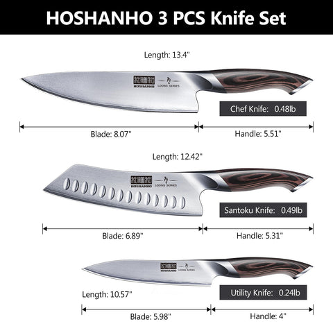 HOSHANHO 7-inch santoku knife versatile for chopping and dicing.