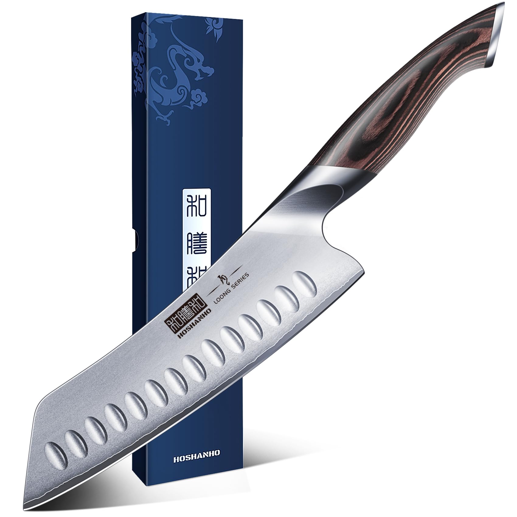 HOSHANHO 7-inch knife blade close-up, ultra sharp edge for precise slicing