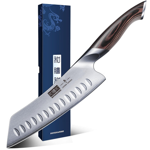 HOSHANHO 7-inch knife blade close-up, ultra sharp edge for precise slicing
