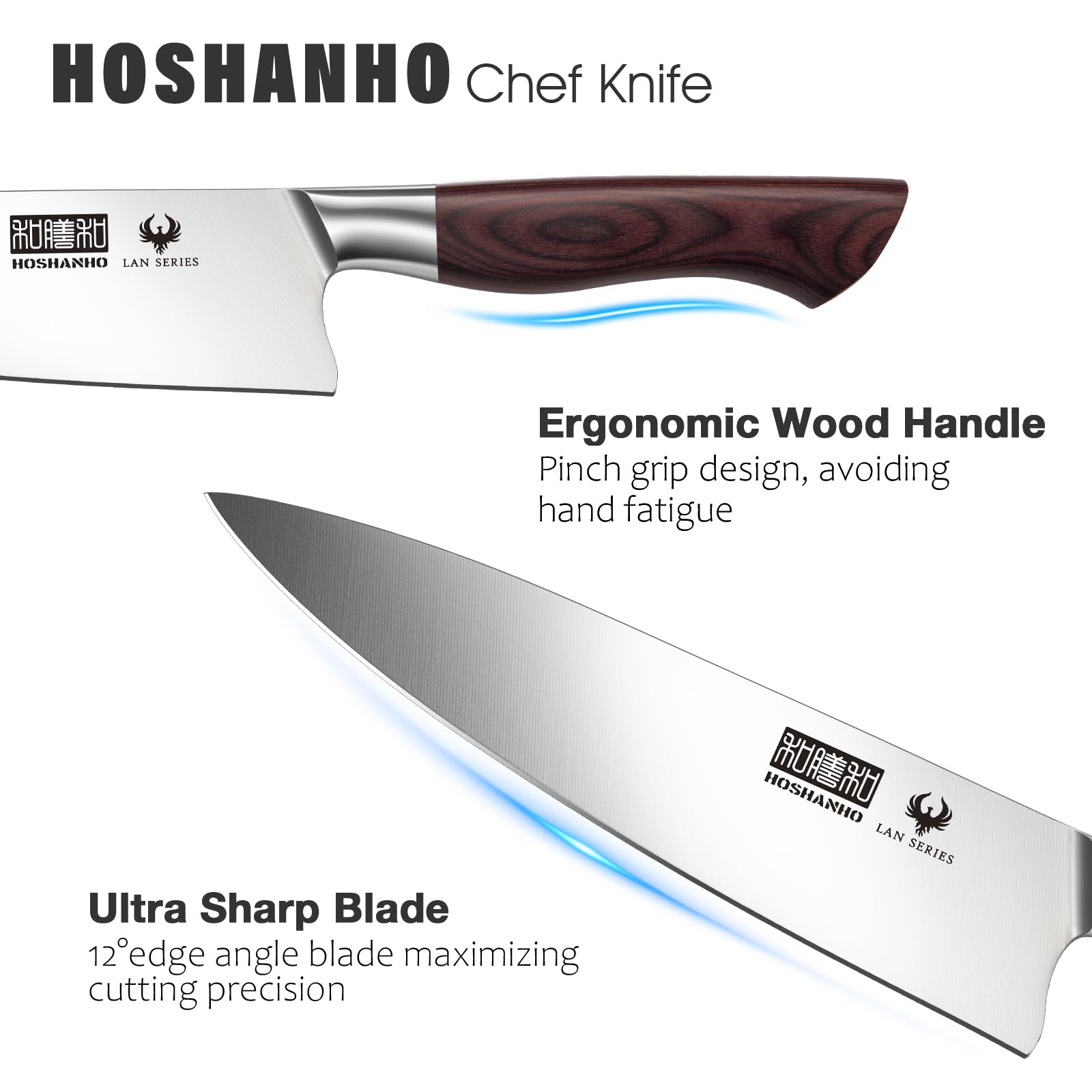 HOSHANHO 8-inch knife cutting meat off bone with control
