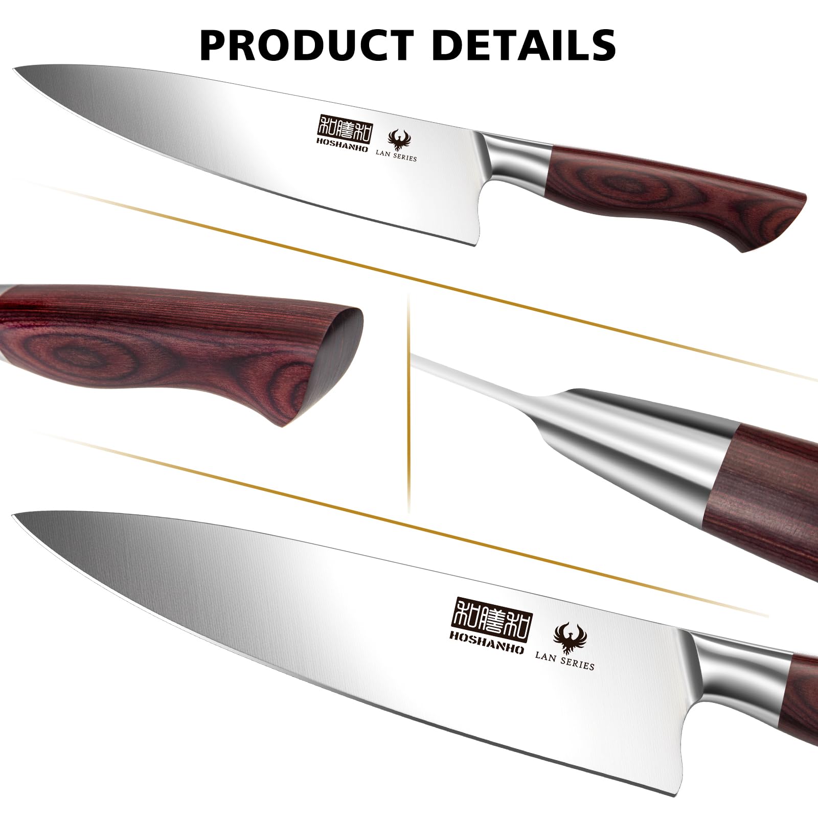 HOSHANHO 8-inch bread knife with serrated edge for clean cuts