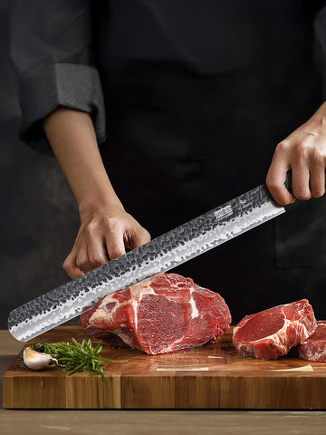 12 inch blade ideal for briskets, roasts, and other large meat cuts.
