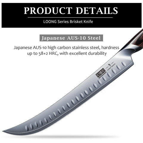 HOSHANHO carving knife ergonomic handle ensuring secure grip during long kitchen prep.
