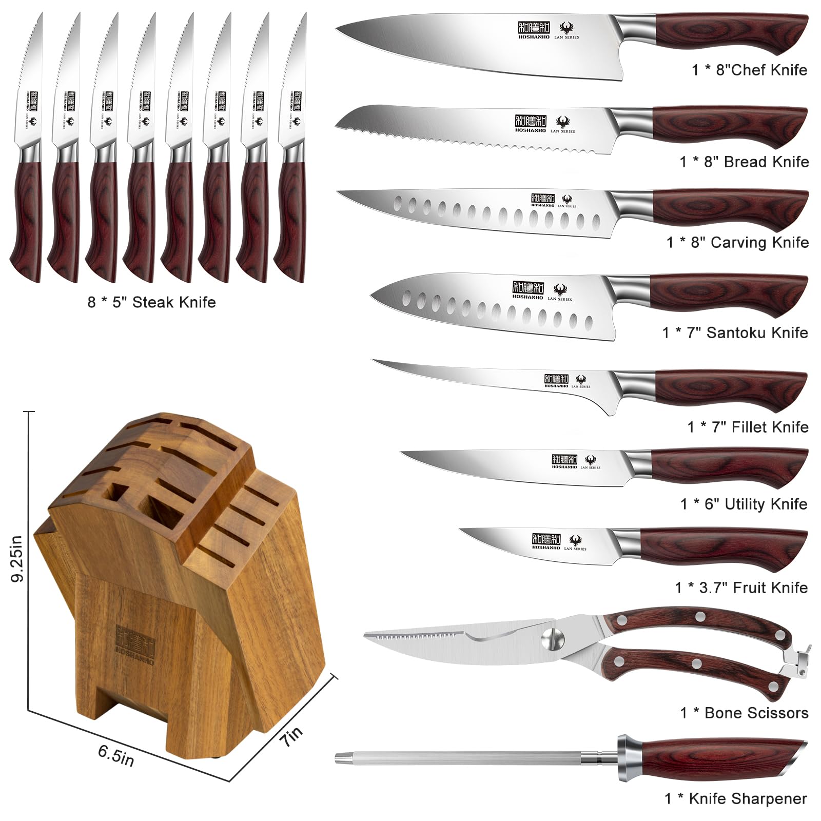 HOSHANHO 8-inch chef knife ready for precise slicing and dicing