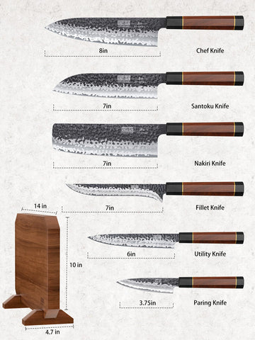 HOSHANHO chef knife on board highlights a precision-forged blade for clean cuts.