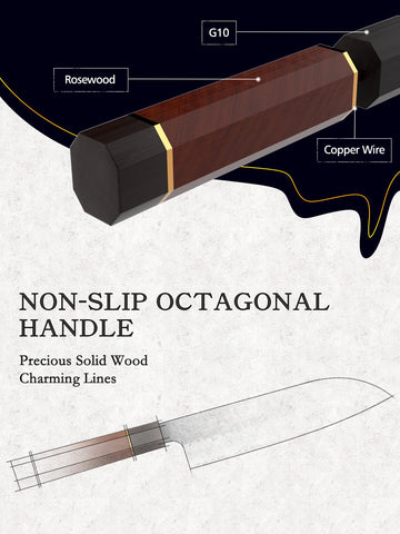 HOSHANHO Chef's Santoku Knife edge sharpness visible on the blade.