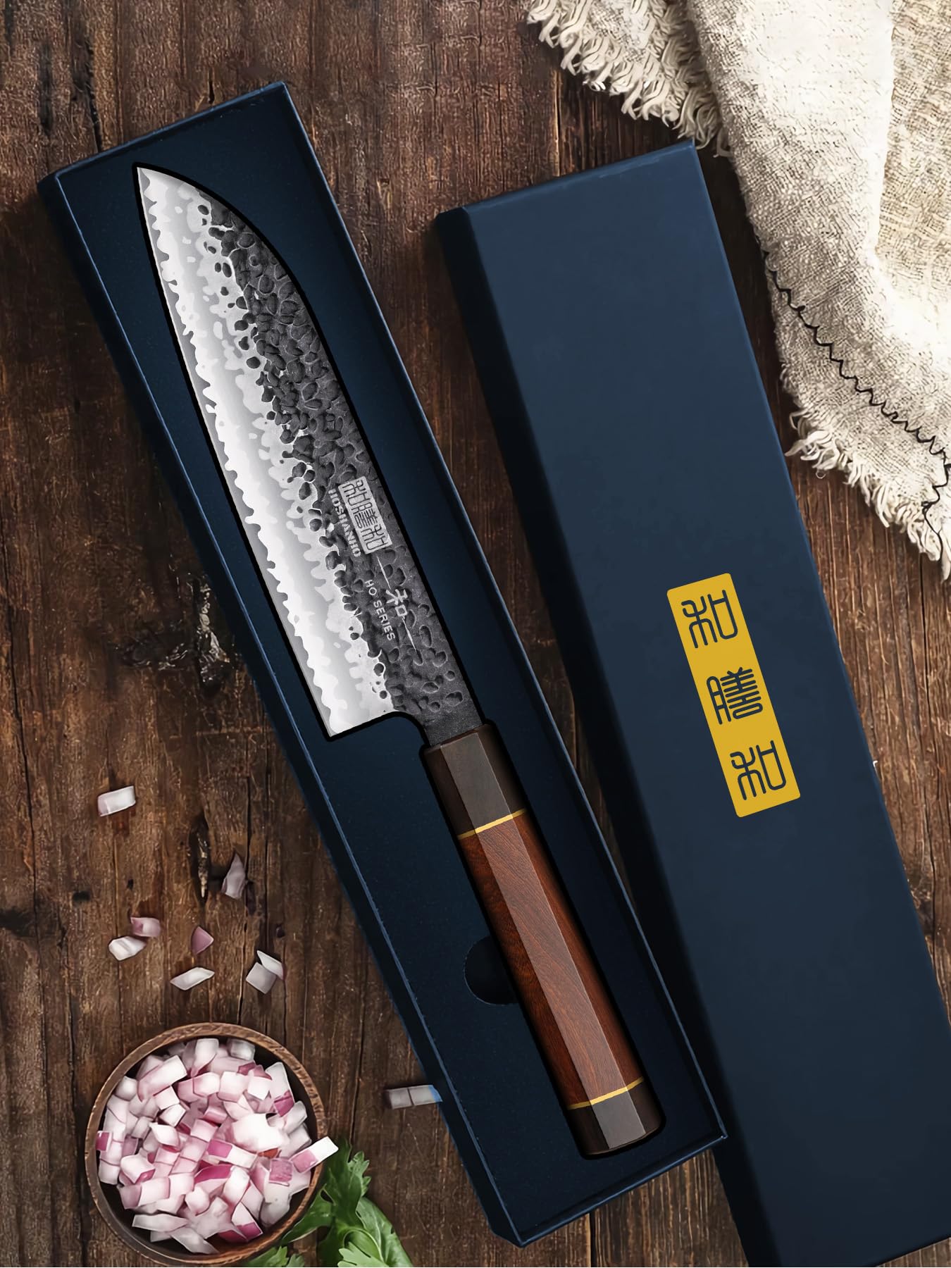 HOSHANHO Chef's Santoku Knife in use for everyday kitchen tasks.