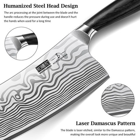 HOSHANHO damascus-pattern blade design adds style with durable performance.