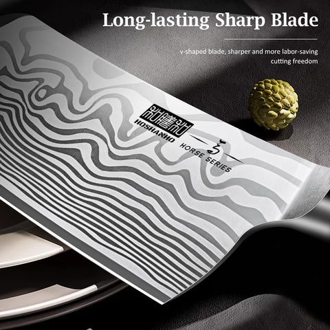 HOSHANHO kitchen-scene with cleaver shows versatile multipurpose cutting in meals.