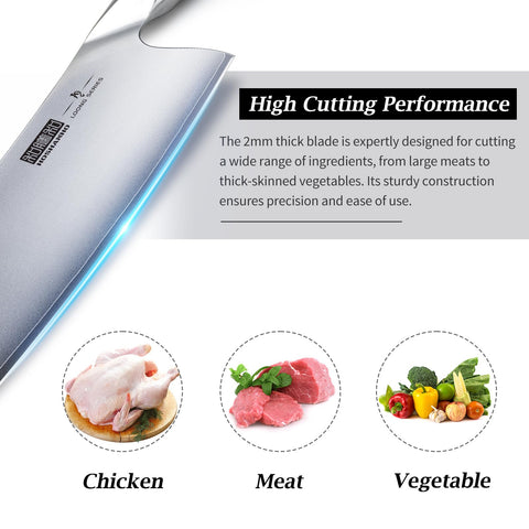 HOSHANHO 7inch cleaver slicing vegetables and meat in kitchen.